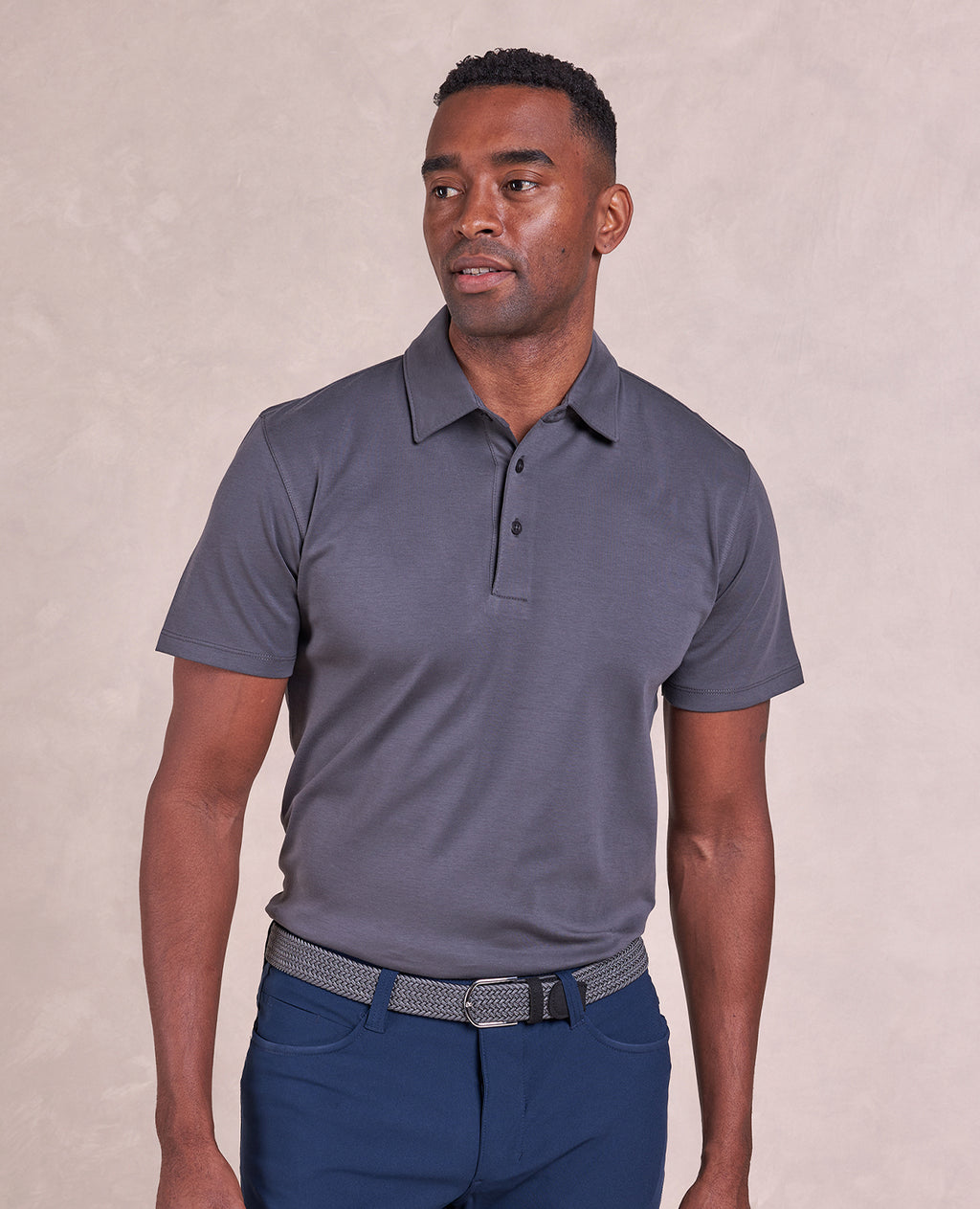 The Luxe Supima - SS Polo - Charcoal